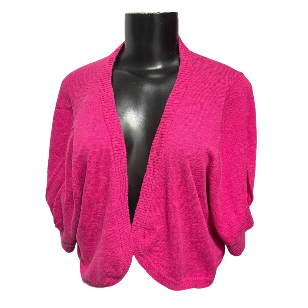 22/24 Lane Bryant Womens Hot Pink Crop Open Cardigan Sweater